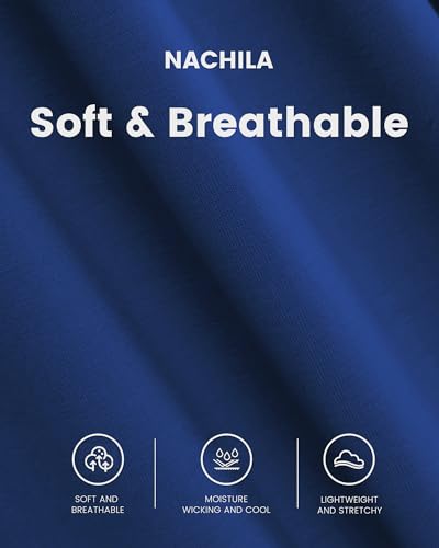 NACHILA Men's Pajamas Set-Viscose Made from Bamboo, Short Sleeve Pjs Top with Loose Pants Pajama Sets Soft V Neck Sleepwear4