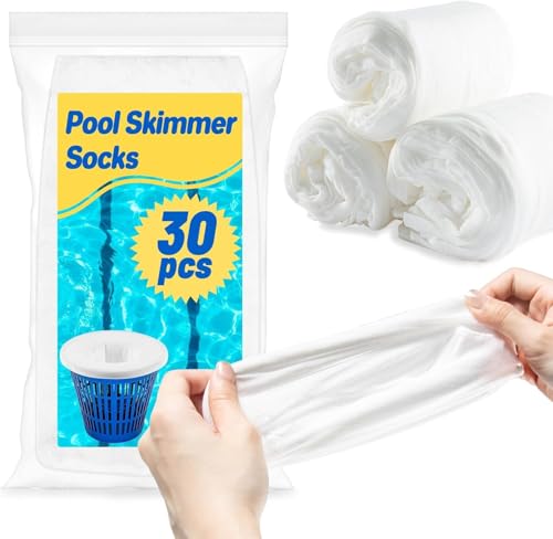 Sukh 30 Pack Pool Skimmer Socks - Pool Socks for Skimmer Basket, Traps Dog Hair, Sand, Pollen & Leaves, Protects Filter & Pump System, Universal Fit for Inground & Above Ground Pools, Pool Accessories