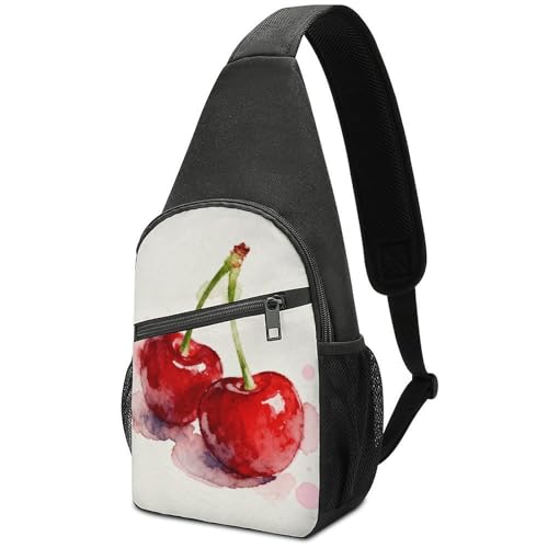 Sac bandoulière Sweet Cherry sac de poitrine imperméable léger en tissu Oxford
