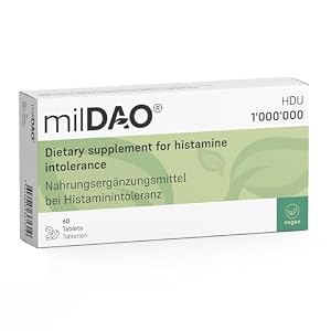 milDAO® – 60 Vegan Tablets | DAO Enzyme Supplement for Histamine Intolerance | Pure & High-Standard, Halal-Certified | 1,000,000 HDU per Tablet | with Catalase | Foil Pouch for Maximum Stability