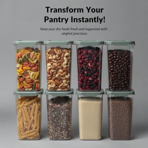 Image of Raawan Plastic Storage Containers Set for Kitchen | Leak-Proof Pantry Organizers for Grains, Pulses, Cereals, and Dry Fruits | Durable, Space-Saving Design (2, 1800)