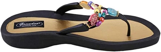 Women's 24768g Marble Deluxe Beaded Waterproof Molded Sole Beach Thong Sandals