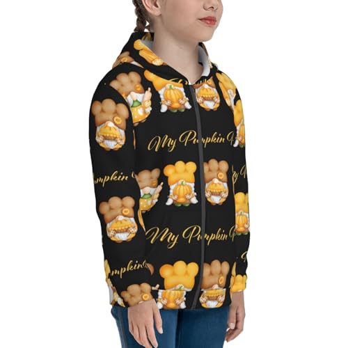 Pumpkin Pie Gnome Kids Pullover Hoodies Boys Zip Up Sweatshirts Girls Athletic Clothes with Pocket4