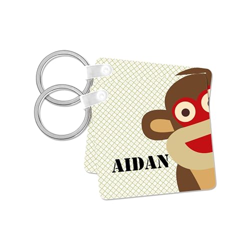 3dRose, Aidan boys name Monkey, set of 2 Key Chains
