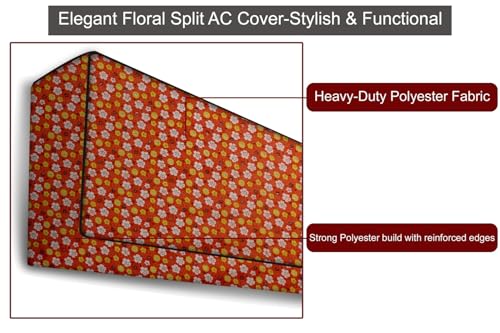 Image of The Furnishing Tree 2 Ton Split AC Cover for Indoor and Outdoor Units Mini Floral Pattern Orage