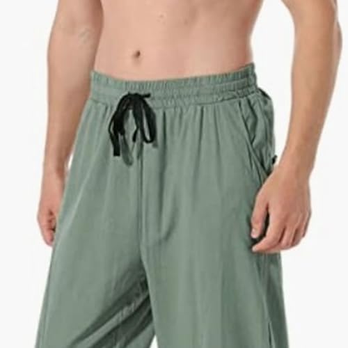 Men's Linen Cotton Loose Fit Casual Lightweight Elastic Waist Summer Beach Pants 2025 Spring Summer Trendy Trouser3