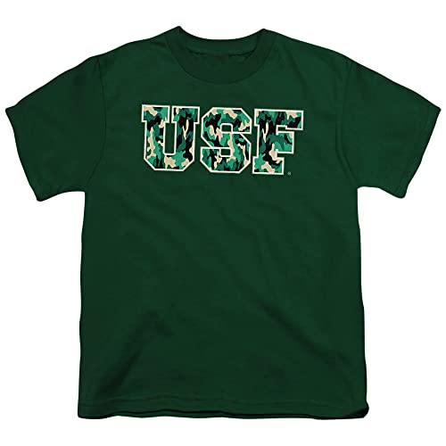 University of South Florida Official Camo Unisex Youth T Shirt,Hunter Green, Large