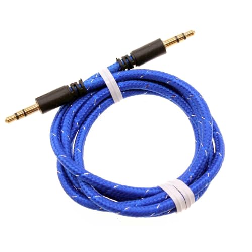 Cable auxiliar Jack 3.5mm trenzado azul 1 m miniatura 1