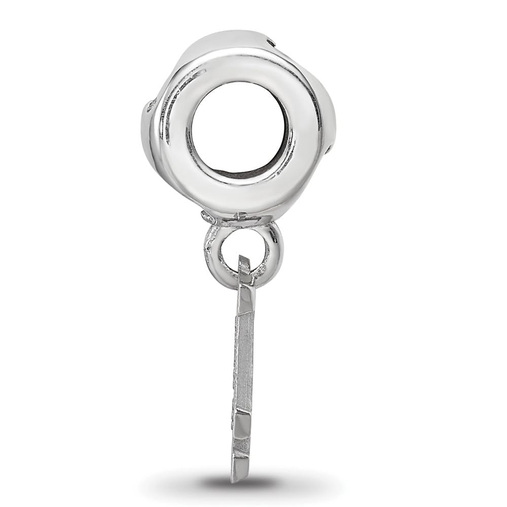 LogoArt Sterling Silver Rhodium Plated Los Angeles Dodgers LA MLB on Heart Bead, GQDOD006BD2SS