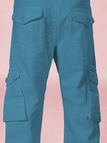 Image of KiddoPanti Boys Cargo Pants | 100% Cotton Twill | Comfortable Regular Fit | Elastic Waistband & Zip Fly | 6 Pocket Lower for Kids | Full-Length Casual Wear