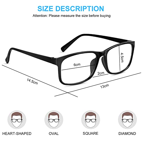 AOOWU Okulary niebieskie światło, 3 szt. okulary przeciwzmęczeniowe niebieskie światło, klasyczne niebieskie okulary filtracyjne prostokątne, okulary bez absolwentów dla mężczyzn i kobiet, okulary - obrazek 3