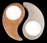 Wish Well Selenite 2 pc Ying Yang Tealight Candle Holder– Mined and Crafted in Morocco – Ideal for H