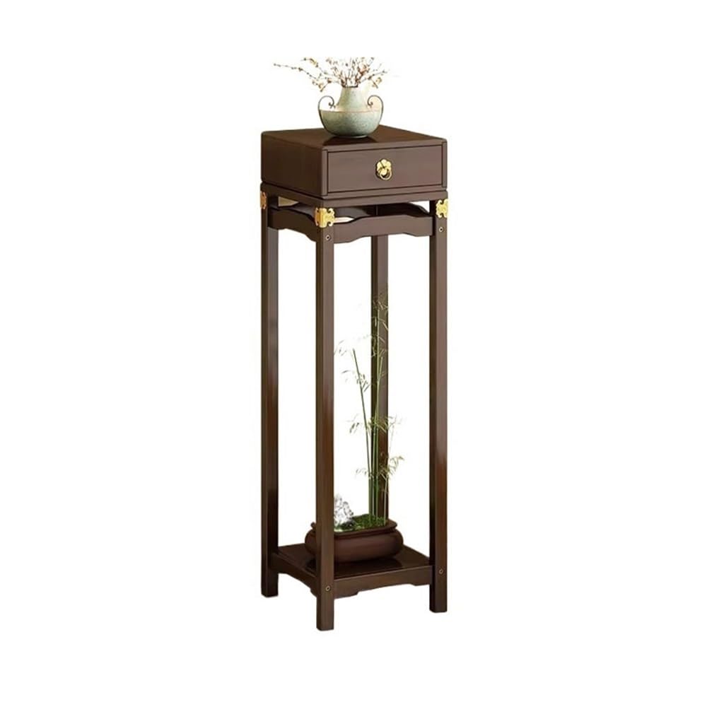 ZENY896V Home Retro Flower Several Bamboo Bonsai Rack, New Chinese Leaning Wall Green Plant Storage Shelf Decor(Small)