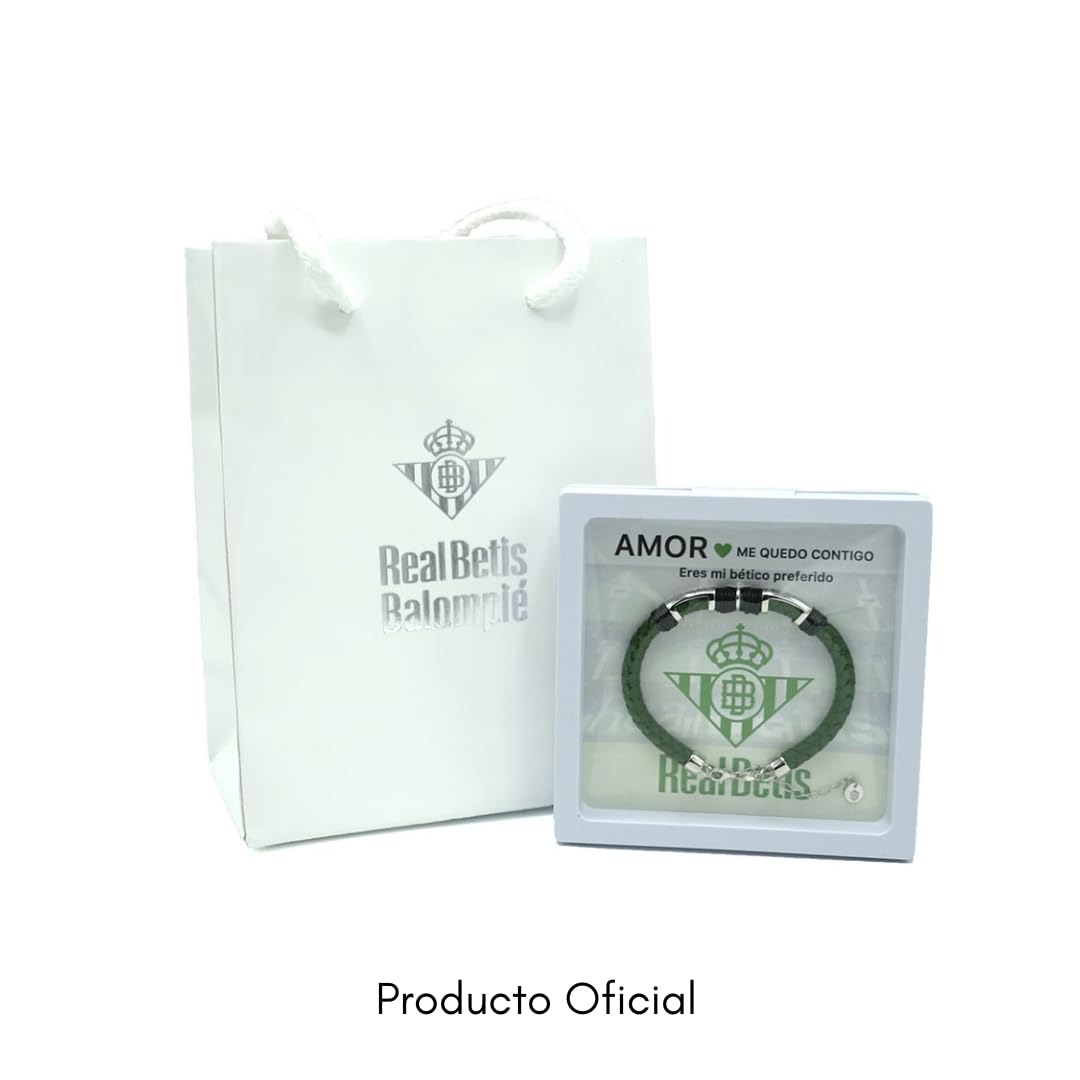 Pulsera Oficial Real Betis en cuero y acero. TE QUIERO con Tarjeta