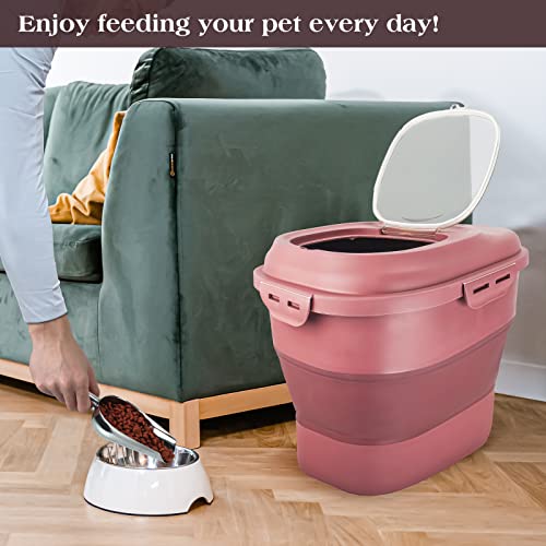 Tiovery Dog Food Storage Container, Airtight Collapsible 13Lb To 30Lb Pet Food Container With Flip Clear Plastic Top, Rolling Wheel And Scooper, Bpa Free For Dog Cat Food And Dry Food Of Rice, Flour #TOP5