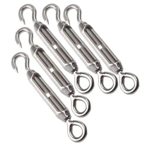 Turn Buckle Bolt 10PCS acero inoxidable 5PCS 304 Gancho y Ojo Tensionador para cable de cuerda balustrada Hardware Kit miniatura 1