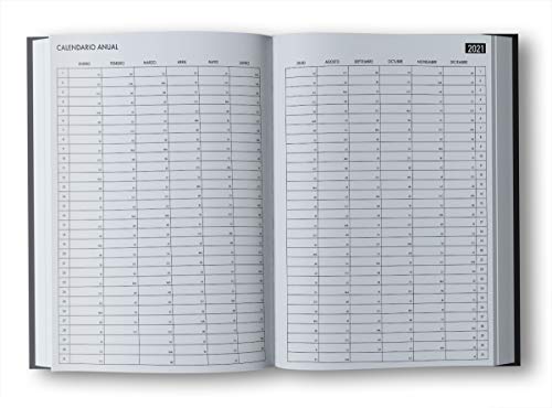 Agenda 2021 Un Día Por Página: Agenda Anual 2021 Tapa Dura, Agenda en español, Negro, XXL