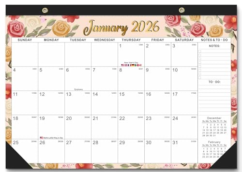 Wawasia Wall Calendar 2026-2027 Monthly Desk & Wall Calendar with Corner Protectors 18 Months Thick Paper To-do List and Notes (from Jan 2026 to Jun 2027)