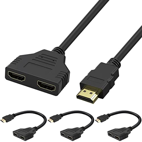 DKARDU HDMI Splitter Cable 1080P HDMI 1 in 2 Out HDMI Male to Dual Female 1 to 2 Way Adapter for HD LED LCD TV, HDMI Splitter Cord Converter Support Two The Same TVs at The Same Time, 3 PCS
