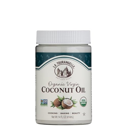 La Tourangelle, Organic Coconut Oil, Unrefined, For Cooking, Baking, Hair, and Skin Care, Pure Virgin, Expeller Pressed, 14 fl oz