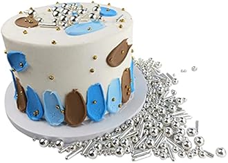 Sprinkles Pearl Sugar Candy 100g/ 3.52oz Mix Size Baking Cake Decorations Cupcake Toppers Cookie Decorating Ice Cream Celebrations Shaker Jar Wedding Shower Party Christmas (Silver)