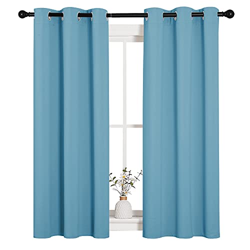 Image of NICETOWN Blackout Draperies Curtains for Kids Room, Window Treatment Thermal Insulated Grommet Blackout Drape Panels for Bedroom (Teal Blue, Set of 2, 34 by 54 inches)