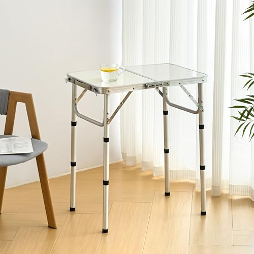 image for YUFIFAIRY Folding Table Small, 24''L x16''W Camp Aluminum Table with A