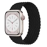 Braided Solo Loop Compatible with Apple Watch 38mm 40mm 41mm 42mm 44mm 45mm 46mm Ultra/2 49mm Men/Women,Stretchy Nylon Sport wristband Strap for iWatch Bands series 11/10/9/8/7/6 5/4/3/SE (Black,S-42/44/45/49mm fits6.29″-6.77 Wrists)