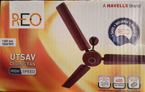 Image of Havell's Reo Utsav es 1200mm energy saving 1-star ceiling fan (Matt Blue)