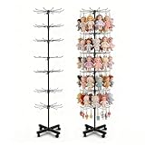 Retail Display Stand 7-Tier 360° Rotating Rack Shelves Retail Show Displays,Adjustable Height & Locking Wheel Store Display for Toys Jewelry Keyring Socking Hats Snacks Nail Accessories (Black,Metal)