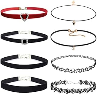 EQLEF Lace Choker Necklace Set, Gothic Pendant Necklace Tattoo Choker for Women Teens Girls White and Black