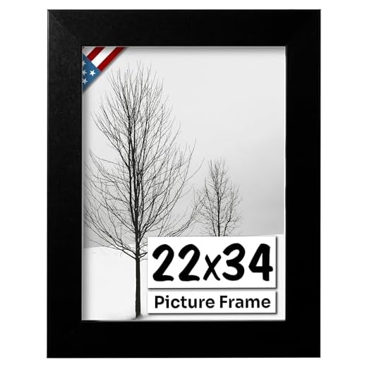 US Art Frames 22x34 Black 1 Inch Flat MDF Wood Composite, Wall Decor Picture or Poster Frame