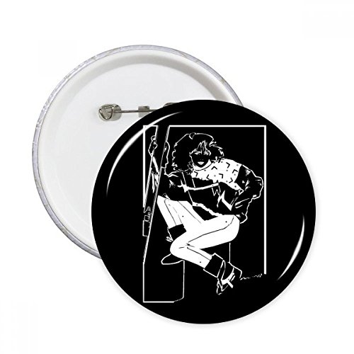 Pins badge bouton ski d'hiver noir DIYthinker pour décoration vêtements lot de 5