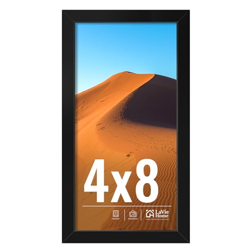 Image of LaVie Home 4x8 Picture Frame for Wall Display, 4x8 Black Picture Frame with HD Plexiglas, 4 x 8 Frame 1 Pack, Display Frame for Vertical or Horizontal, Classic Collection