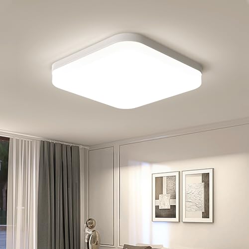 EASY EAGLE LED Lámpara Techo: 4000K Luz de Techo - Cuadrada Plafon led Techo para Baño Cocina Sala de Estar Dormitorio Pasillo Oficina, 23CM 36W