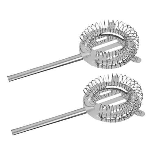 SOLUSTRE 2Pcs Stainless Steel Cocktail Strainer Drink Filtering Utensil for Home Bar Fits Standard Mixing Glasses for Cocktails Milk Tea