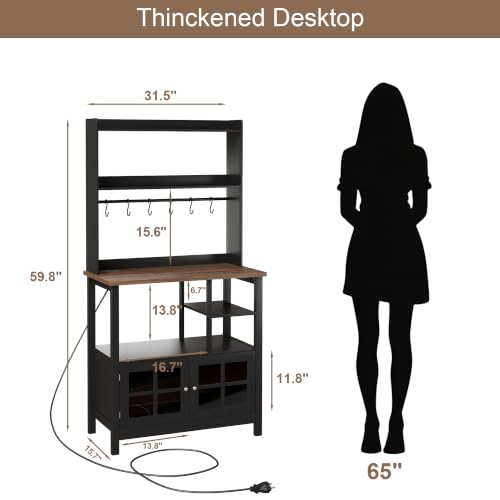 ChooChoo Farmhouse Coffee Bar Cabinet with Power Outlets and Storage by ChooChoo - Used condition - Image 6