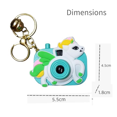Image of Mini Projector Camera Toy with Bell, Plastic Multicolor Design, Light Projection Feature, Cartoon Keychain for Kids