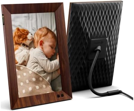 Nixplay 10.1 inch Smart Digital Photo Frame with WiFi (W10F) - Wood Effect - Share Photos and Videos Instantly via Email or App