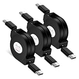 Viviber USB C-USB C 急速充電ケーブル巻取り式 3本/伸縮自由/PD60W対応 iPhone17 air Type-c コードリール タイプCケーブル スマホAndroidデータ転送 ipad/Macbook/iPhone16/15/15 pro/15plus/15pro max Galaxy Xperia Huawei Oppoなど対応
