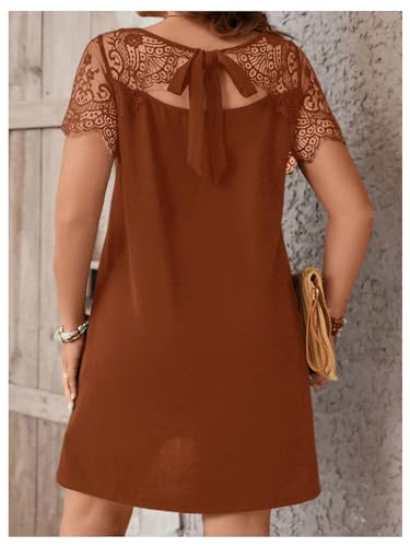Robe tunique courte en dentelle Floerns | Chic décontracté col rond - 2