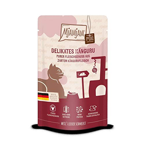 Katzen Nassfutter: purer Fleischgenuss - zartes Känguru pur - 12er-Pack, hoher Fleischanteil