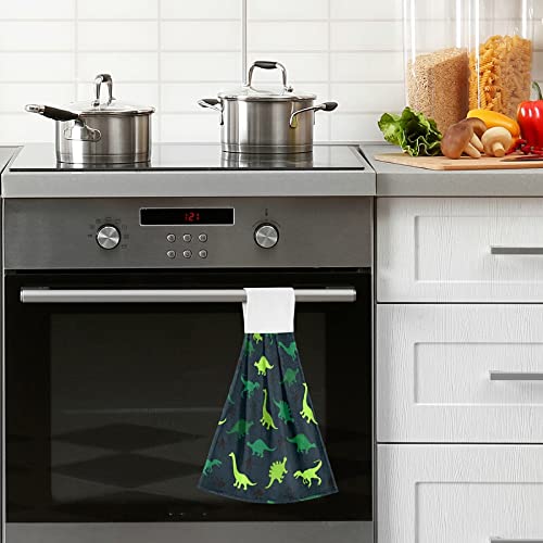 Kocoart Green Dinosaur Cute Kitchen Oven Towels Blcak Cat Paws Hanging Hand Towel With Loop 2 Pieces Super Absorbent Dishcloth Fingertip Tea Bar Dish Towel For Bathroom Tabletop #TOP4