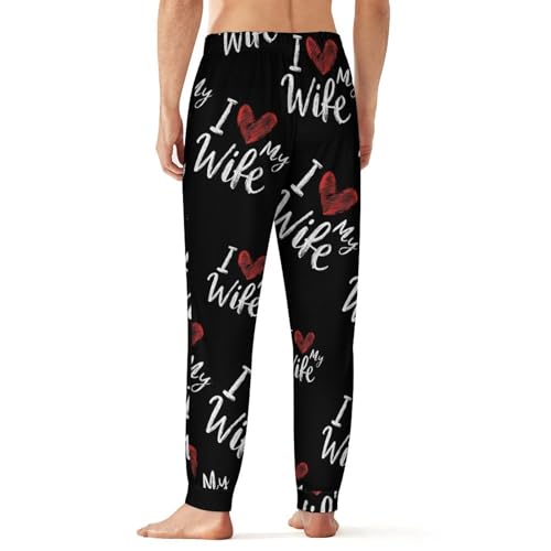 I Love My Wife Pajamas for Men Lightweight Pjs Sleepwear Soft Sleep Lounge Pant with Elastic Waistband2