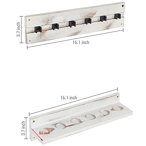 Mygift Vintage Whitewashed Wood Billiards Pool Stick Holder Wall Mount Cue Rack With Clips - Holds Up To 6 Cues #TOP3