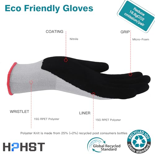 Image of Work Gloves for Women, Eco Friendly Safety Work Gloves with Breathable Rubber Coated, Smart Touch,3 Pairs