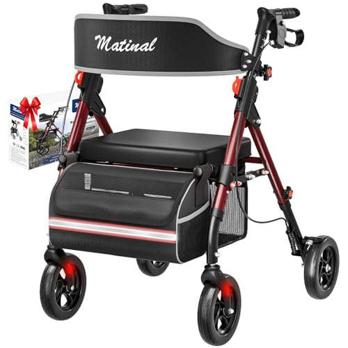 Matinal Walkers for Seniors, Rollator Walker with Seat, Walkers for Seniors with seat, 350 lb...