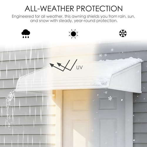 image for Kozyard Window Awning W42'' x D40'' with 2Sidewings, Aluminum Frame wi