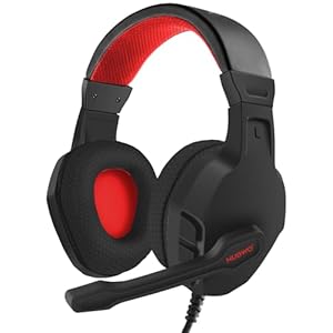 NUBWO U3 Gaming Headset with Mic for PC, PS4, PS5, Xbox 1, Mac, Switch, Wired Over-Ear Gaming Headphones with Mic Clear Call, Lightweight & in-Line Control-Red