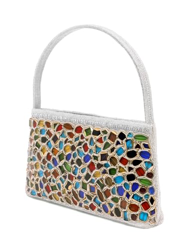 Image of Peora Malti Color Clutch Purses for Women Handmade Evening Handbags Bridal Clutch